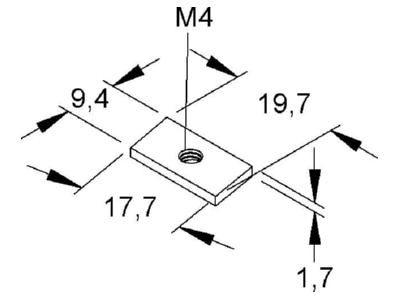 Dimensional drawing Niedax GSM 204 Strut nut M4