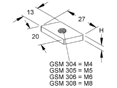 Mazeichnung Niedax GSM 306 Gleitmutter