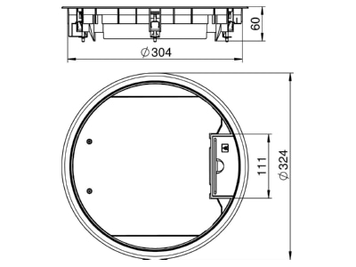 Dimensional drawing 2 OBO GESR9 U 7011 Installation box for underfloor duct