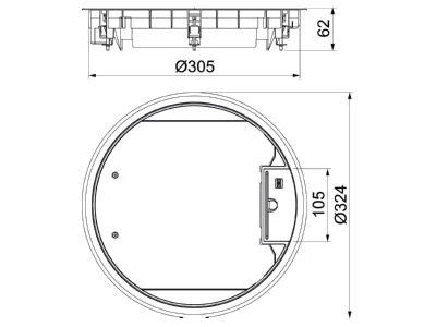 Dimensional drawing 1 OBO GESR9 U 9011 Installation box for underfloor duct
