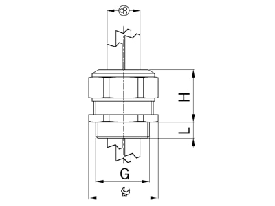 Dimensional drawing Kaiser 1571 20 3 065 Cable gland   core connector M20