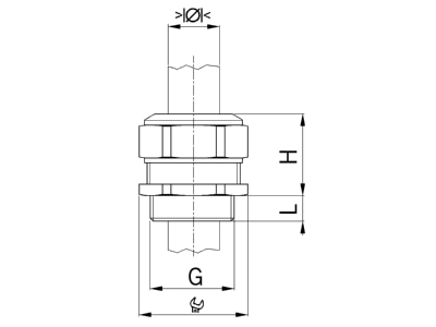 Dimensional drawing Kaiser 1572 20 Cable gland   core connector M20