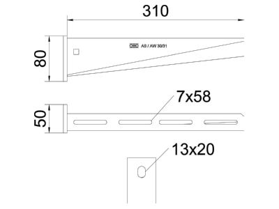 Dimensional drawing 2 OBO AW 30 31 A2 Wall  and profile console