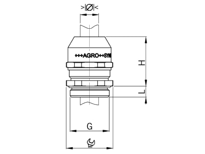 Dimensional drawing Kaiser 1045 17 100 Cable gland M16