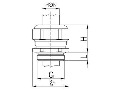 Dimensional drawing Kaiser 1000 07 065 Cable gland PG7