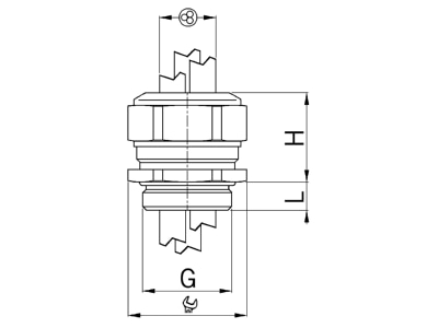 Dimensional drawing Kaiser 1311 20 2 075 Cable gland M20