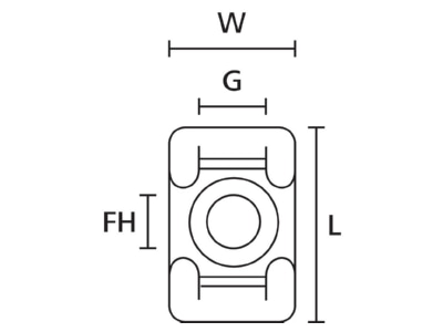 Dimensional drawing 2 Hellermann Tyton KR8G5 N66 NA Mounting element for cable tie
