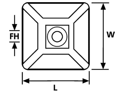 Dimensional drawing 1 Hellermann Tyton MB4CA S  N66 NA C1 Mounting element for cable tie
