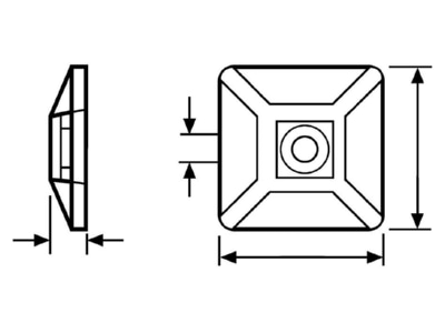 Dimensional drawing 4 Hellermann Tyton MB4CA S  N66 NA C1 Mounting element for cable tie
