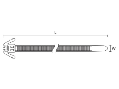 Dimensional drawing 2 Hellermann Tyton REZ200 N66 BK Cable tie 4 7x200mm black
