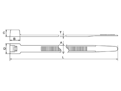 Mazeichnung 1 Hellermann Tyton T150M N66 NA Q1 Kabelbinder 8 8x540 natur