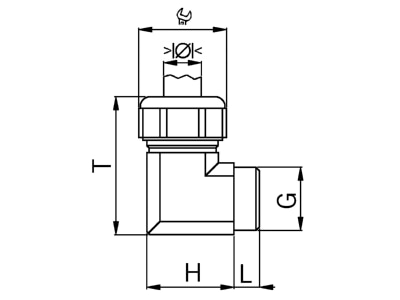 Dimensional drawing Kaiser 5215 17 40 95 Cable gland   core connector M16