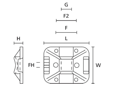 Dimensional drawing 4 Hellermann Tyton TY8G1S N66 NA Mounting element for cable tie
