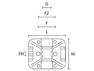 Dimensional drawing 5 Hellermann Tyton TY8G1S N66 NA Mounting element for cable tie
