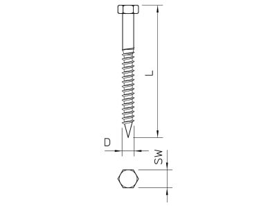 Dimensional drawing 2 OBO HHWS 6x40 G Hexagon head wood screw 6x40mm
