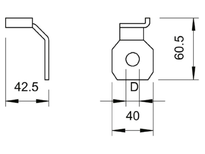 Dimensional drawing 2 OBO 485 M16 Connection lug for lightning protection