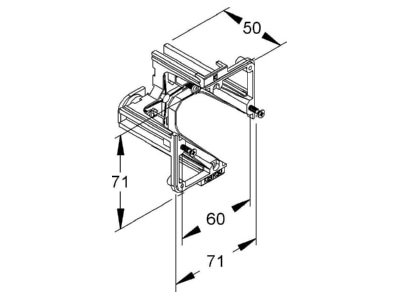 Dimensional drawing Kleinhuis KETR50BB Device box for device mount wireway