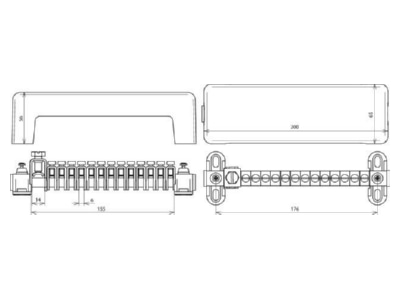 Dimensional drawing 2 Dehn 563 030 Equipotential bonding bar
