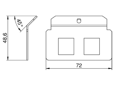 Dimensional drawing 1 OBO MTM 2H Plate Modular Jack
