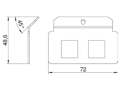 Dimensional drawing 2 OBO MTM 2H Plate Modular Jack