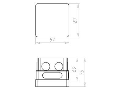 Mazeichnung Kaiser 1094 22 UP Einbaugehaeuse 87x87x75mm