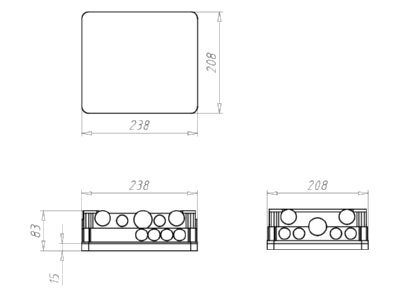 Mazeichnung Kaiser 1097 28 UP Einbaugehaeuse 238x208x83mm