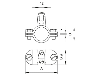 Dimensional drawing 3 OBO 952 Z 1 1 2 Earthing pipe clamp 45 5   48 5mm