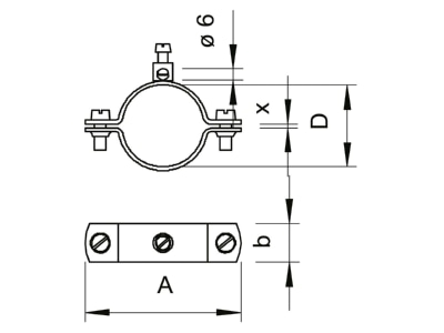 Dimensional drawing 1 OBO 925 1 4 Earthing pipe clamp 11 5   13 5mm
