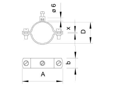 Dimensional drawing 3 OBO 925 1 4 Earthing pipe clamp 11 5   13 5mm