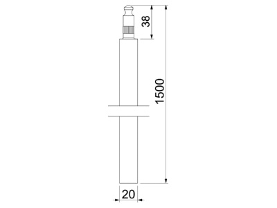 Dimensional drawing 3 OBO 219 20 BP V4A 1 5m Earth rod 1500mm