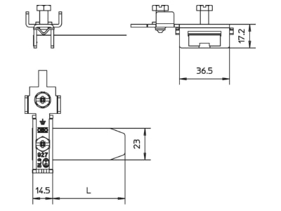 Dimensional drawing 1 OBO 927 S 1 Earthing pipe clamp 15   48 5mm
