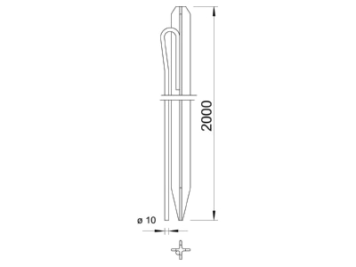 Dimensional drawing 2 OBO 213 2000 F Earth rod 2000mm

