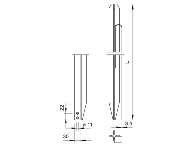 Dimensional drawing 1 OBO 213 2000 M Earth rod 2000mm
