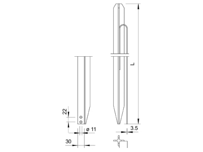 Dimensional drawing 3 OBO 213 2000 M Earth rod 2000mm
