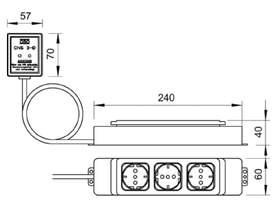 Mazeichnung 2 OBO CNS 3 D D Mehrfachsteckdosengeraet