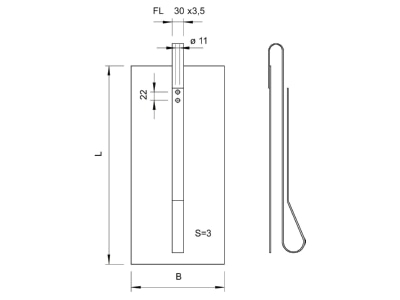 Dimensional drawing 2 OBO 1816 F 1000X1000 Earthing plate 1000x1000mm