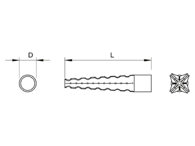 Dimensional drawing 1 OBO MD 5 GTP Expanding plug 5x30mm
