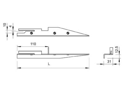 Dimensional drawing 2 OBO 1811 L Distance holder for lightning protection