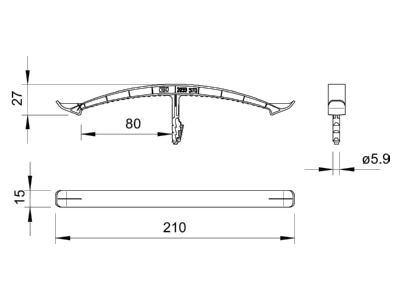 Dimensional drawing 2 OBO 2033 STD Cable guide for 16 cables 3x1 5mm 