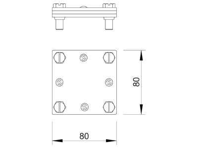 Dimensional drawing 1 OBO 256 DIN 40 FT Cross connector lightning protection
