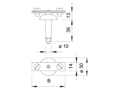 Dimensional drawing 2 OBO 710 30 Distance holder for lightning protection
