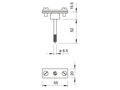 Dimensional drawing 1 OBO 370 H Accessory for lightning protection
