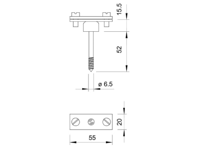Dimensional drawing 2 OBO 370 H Accessory for lightning protection