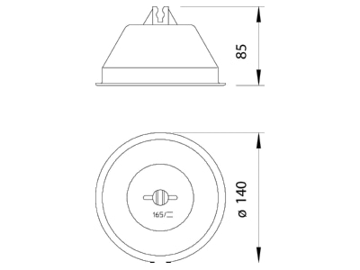 Dimensional drawing 1 OBO 165 KR Roof holder for lightning protection
