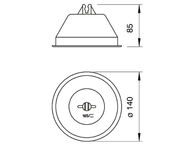 Dimensional drawing 2 OBO 165 KR Roof holder for lightning protection