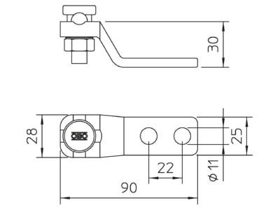 Dimensional drawing 1 OBO 5005 DIN FT Connector lightning protection
