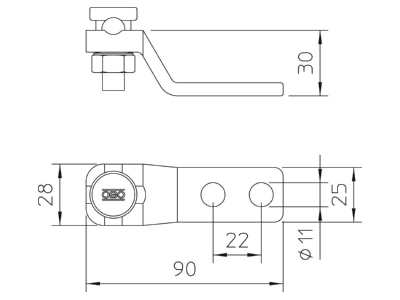 Dimensional drawing 2 OBO 5005 DIN FT Connector lightning protection