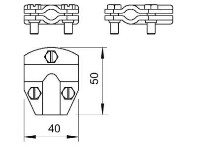 Dimensional drawing 1 OBO 247 8 10 CU T connector lightning protection
