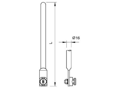 Dimensional drawing 1 OBO 101 G1500 Interception rod
