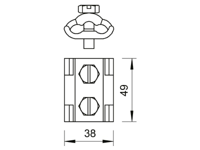 Dimensional drawing 1 OBO 259 8 10 Parallel connector lightning protection
